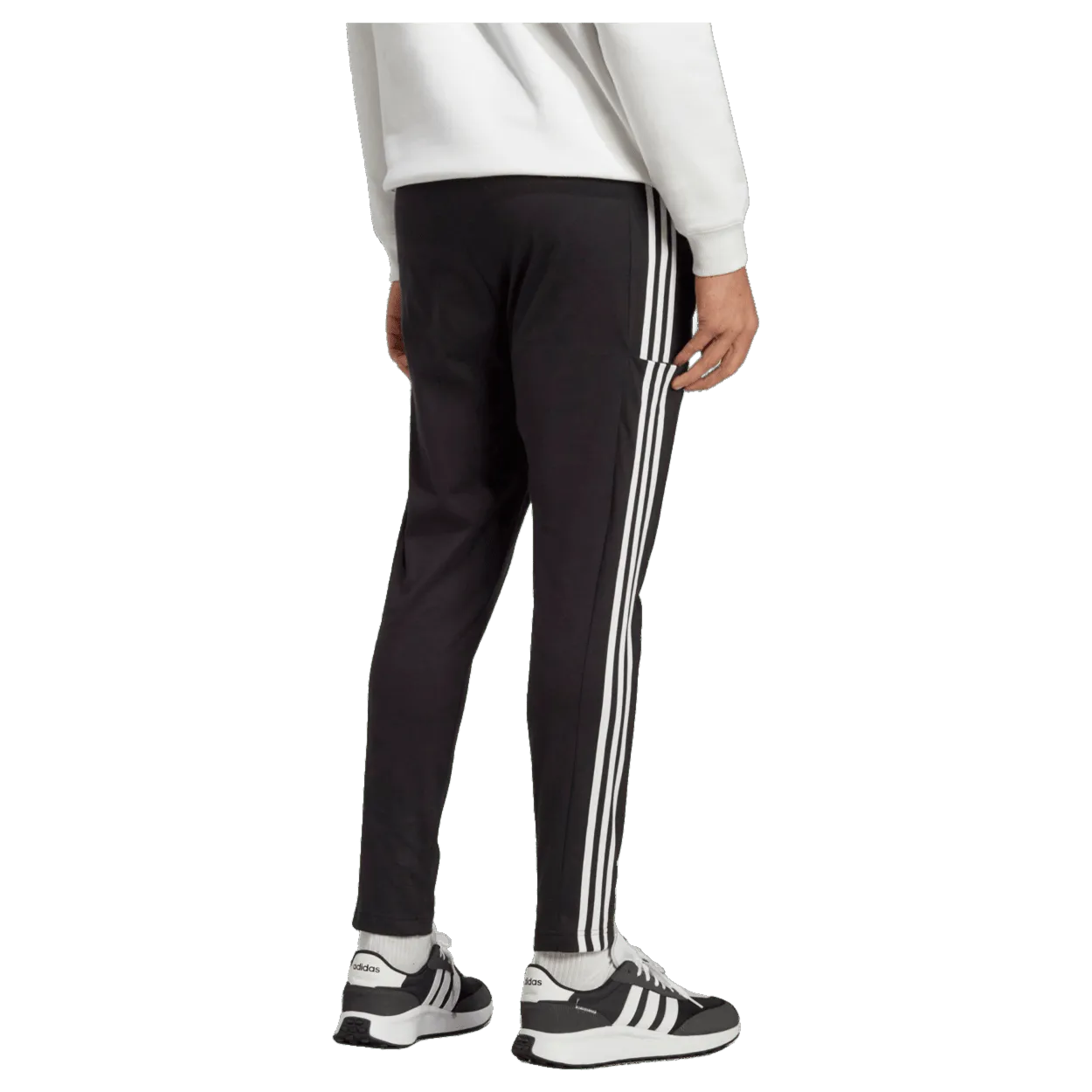Adidas 3-Stripes Essentials Single Jersey Tapered Open Hem Trousers