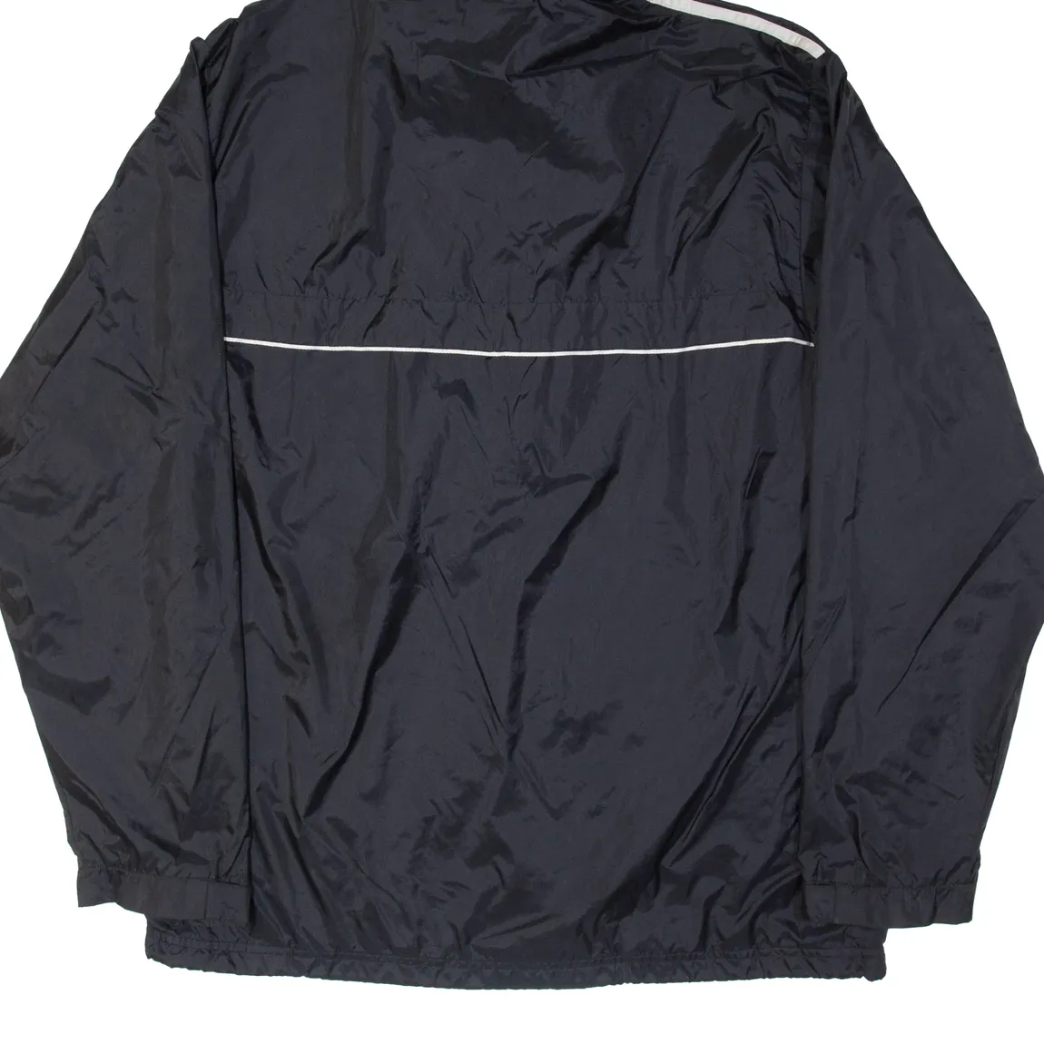 ADIDAS Mens Windbreaker Jacket Black Nylon Hooded 2XL