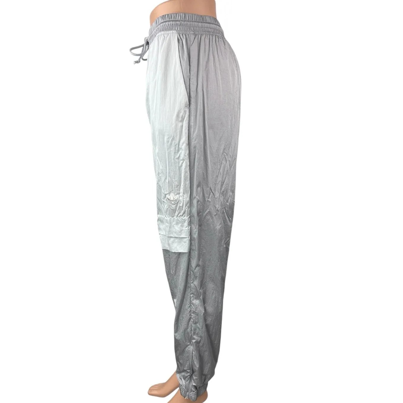 Adidas Women's Gray Colorblock Pull On Windbreaker Parachute Jogger Pants Size M