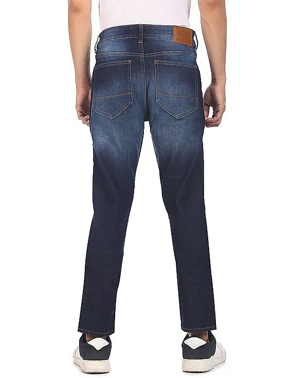 Aeropostale Men Blue Mid Rise Clean Look Dark Wash Jeans