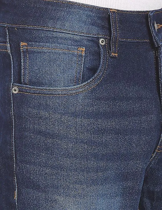 Aeropostale Men Blue Mid Rise Clean Look Dark Wash Jeans
