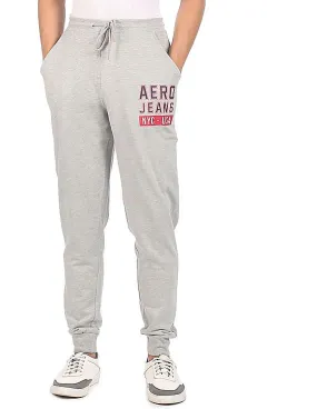 Aeropostale Men Light Grey Drawstring Waist Heathered Joggers