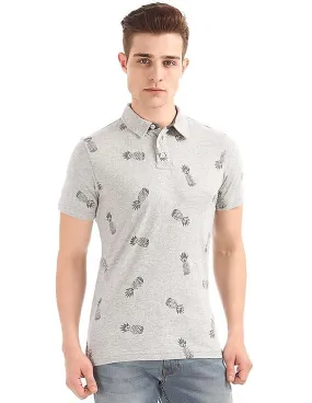 Aeropostale Pineapple Print Jersey Polo Shirt