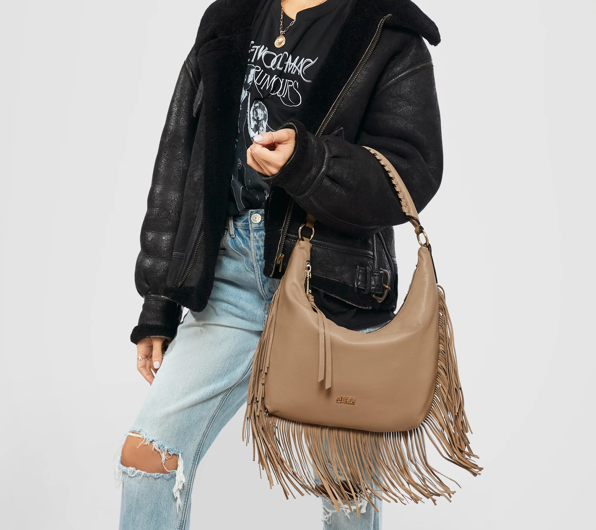 Aimee Kestenberg Leather Fringe Benefits Hobo Bag