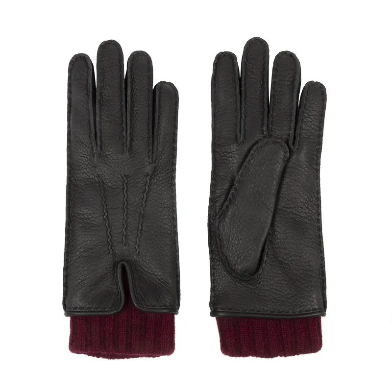 Alan Bilzerian Private Label Knit Cuff Deerskin Gloves