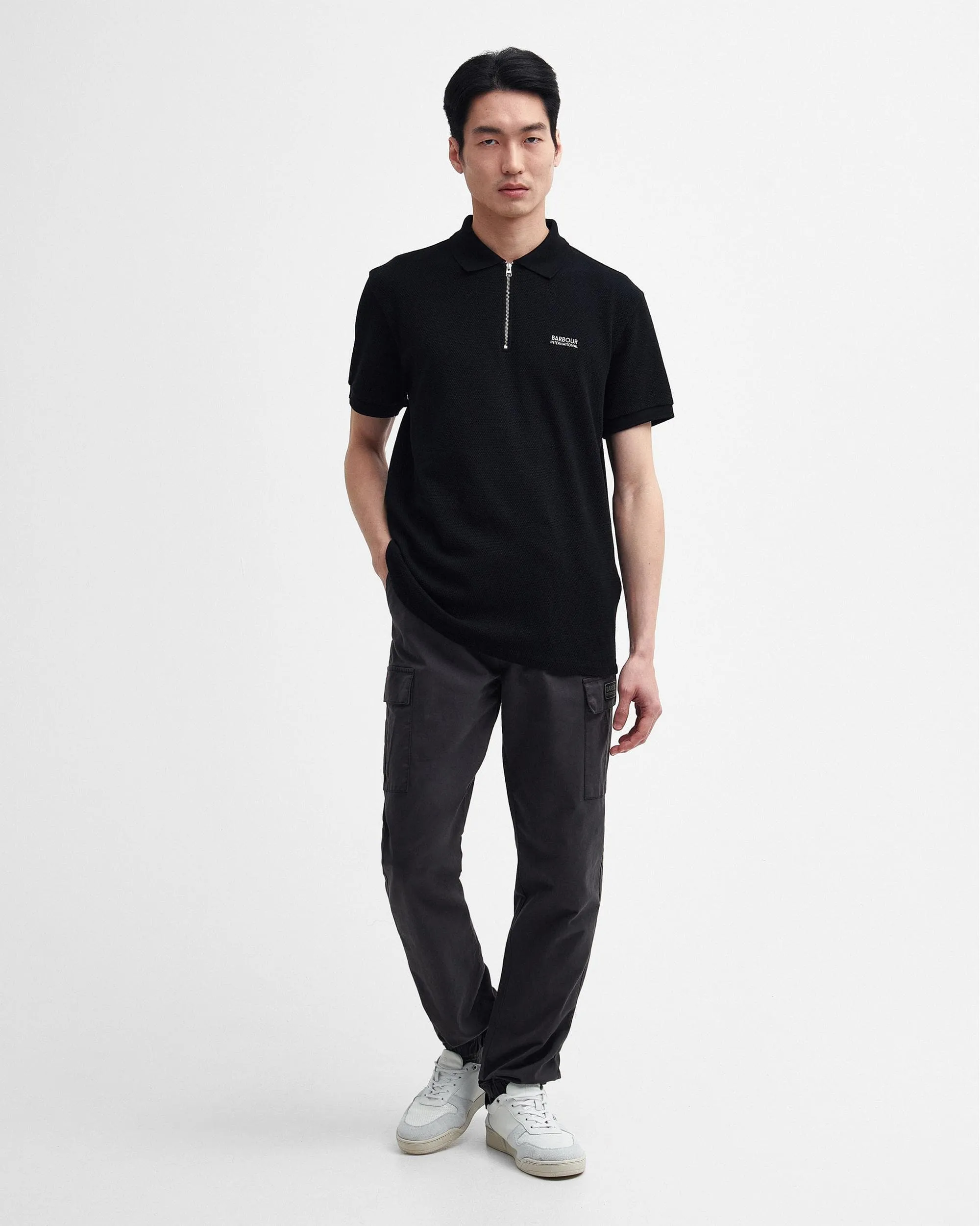 Albury Texture Mens Zipped Polo