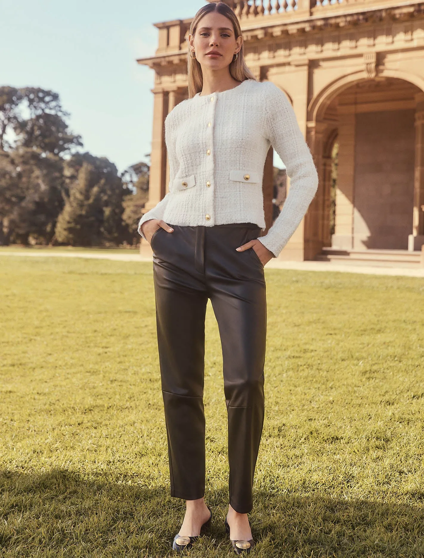 Alexis Vegan Leather Slim-Leg Pants