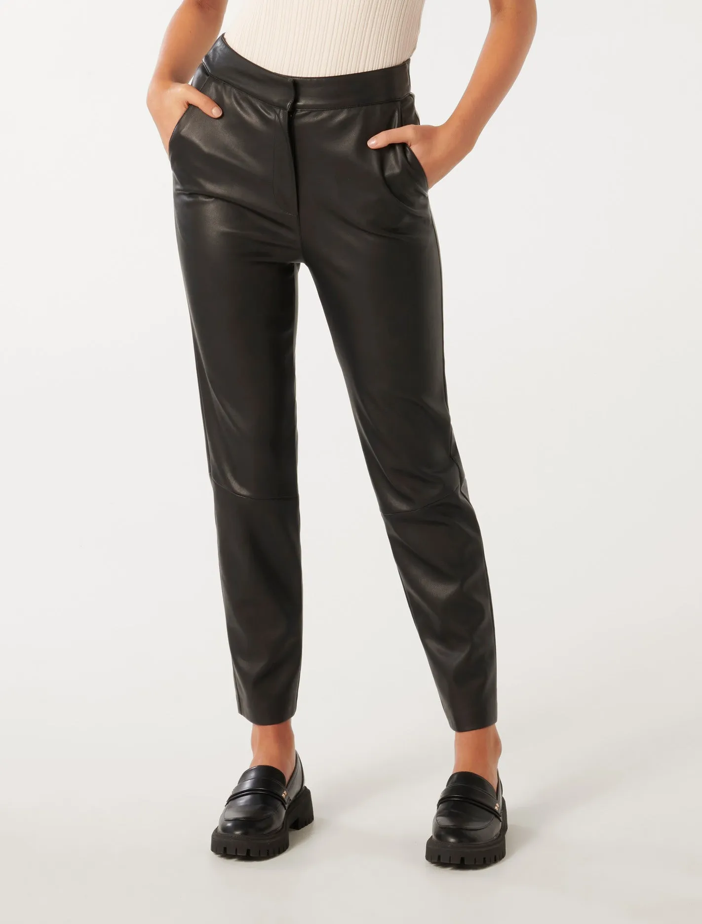 Alexis Vegan Leather Slim-Leg Pants