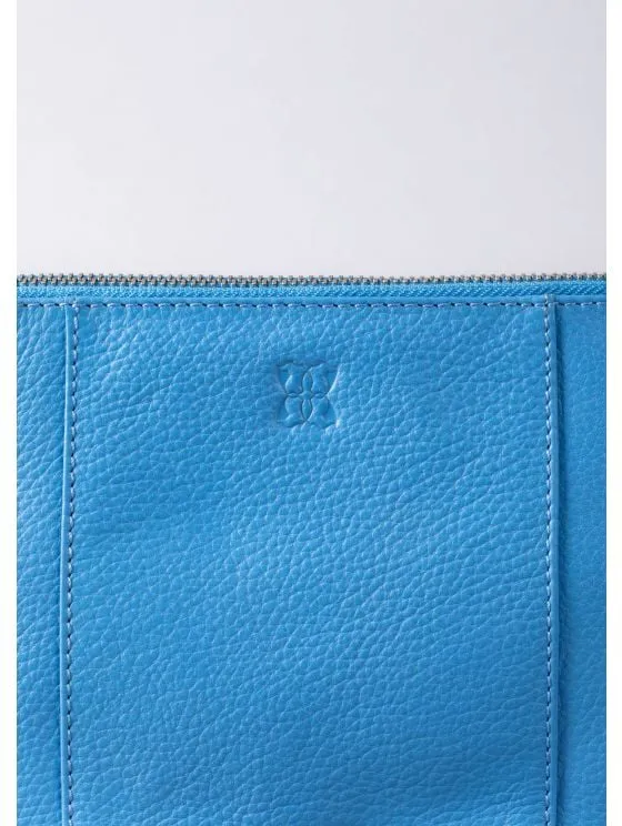 Alston Curved Leather Cross Body Bag in Blue