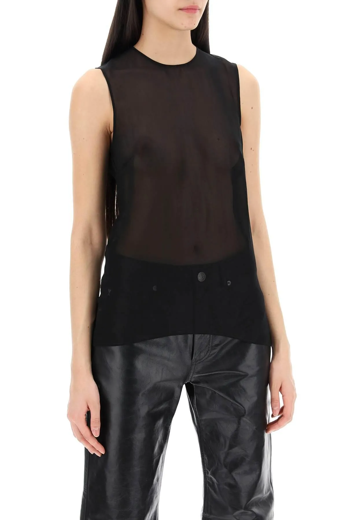 Ami Alexandre Mattiussi    Ami Alexandre Matiussi Sleeveless Silk Top In