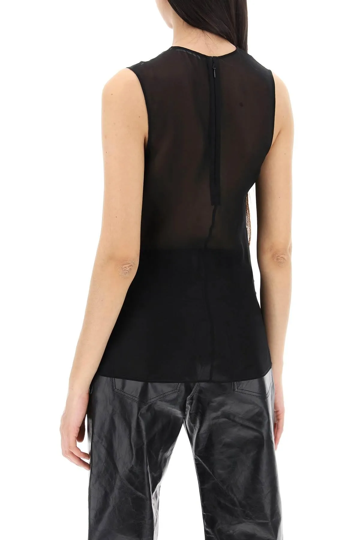 Ami Alexandre Mattiussi    Ami Alexandre Matiussi Sleeveless Silk Top In