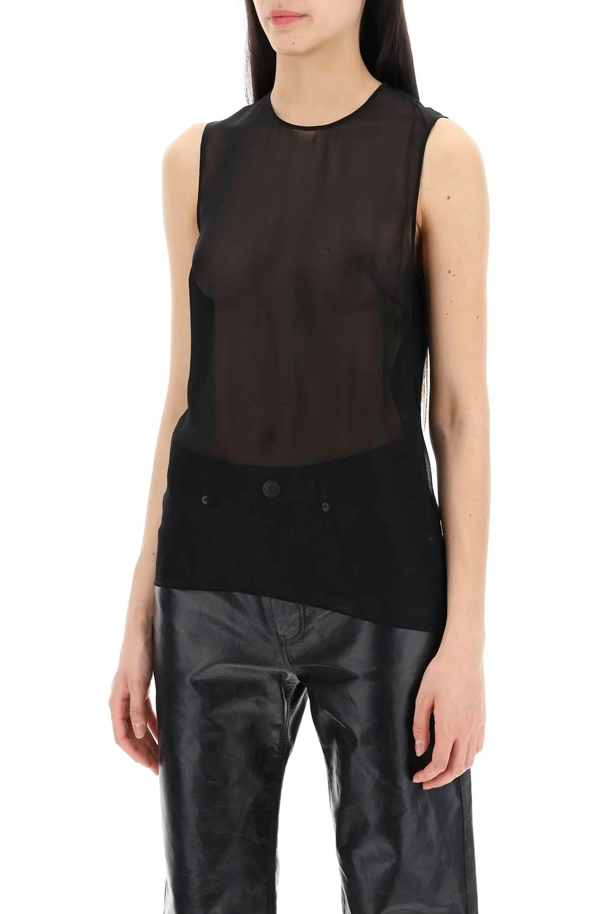 Ami Alexandre Mattiussi    Ami Alexandre Matiussi Sleeveless Silk Top In