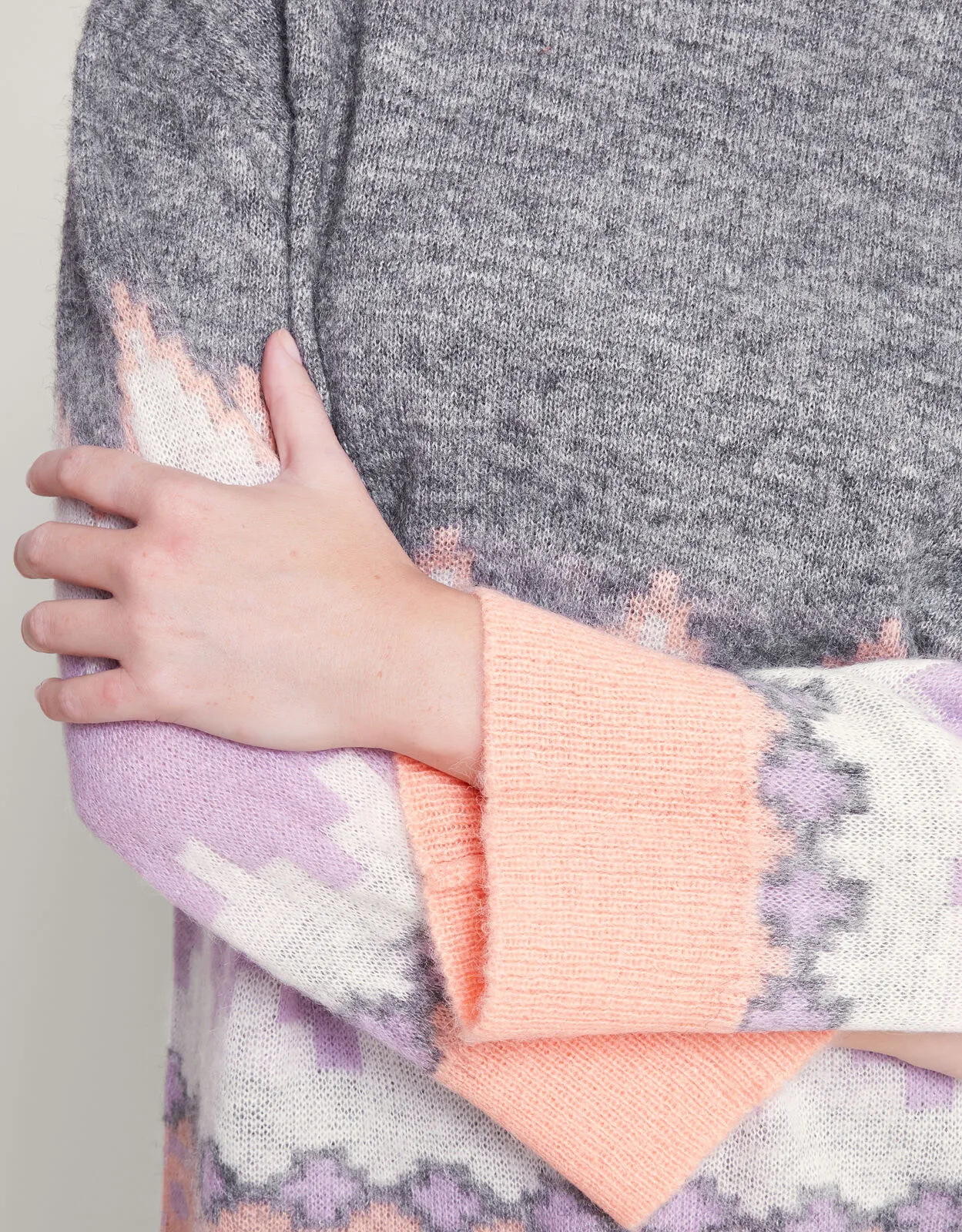Ami Aztec-Inspired Jumper Grey