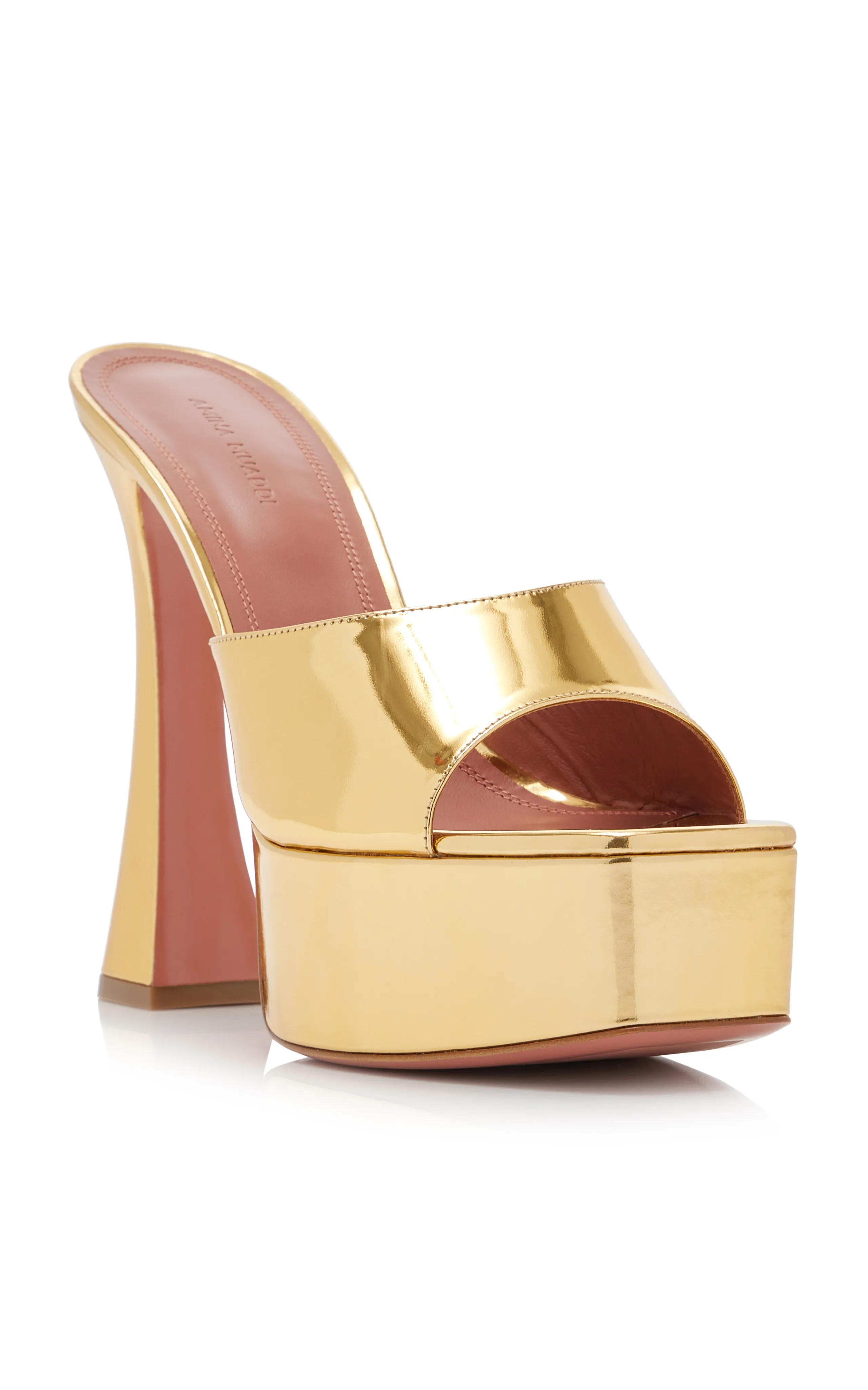 Amina Muaddi Dalida Patent Leather Platform Sandals