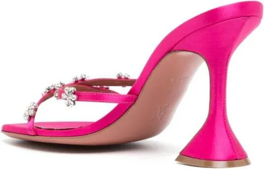 Amina Muaddi Lily 115mm silk-satin mules Pink