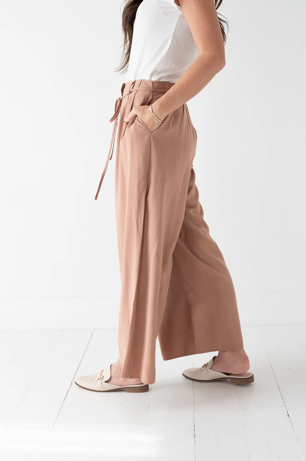 Anniston Wide Leg Pants in Camel