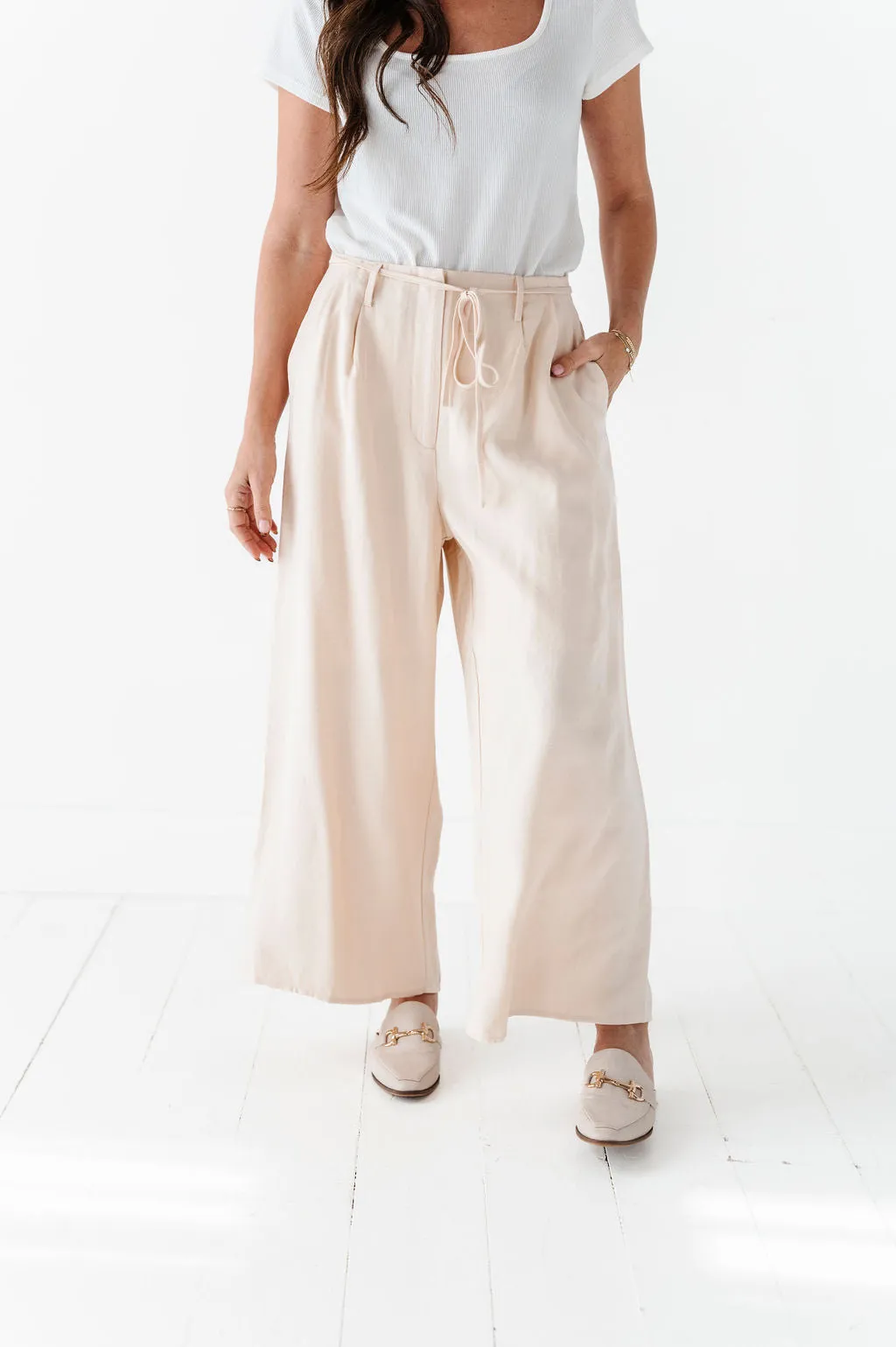 Anniston Wide Leg Pants in Cream