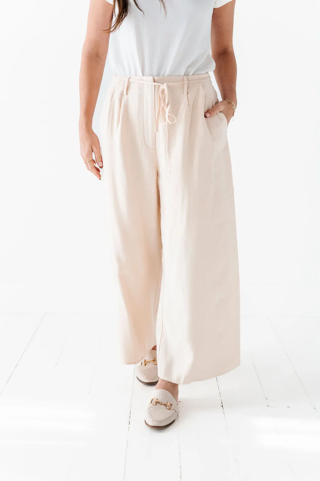 Anniston Wide Leg Pants in Cream