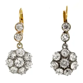 Antique Victorian Diamond Cluster Earrings