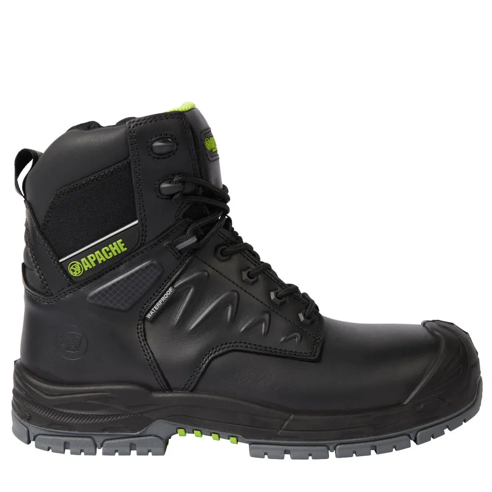 Apache Chilliwack Pro S7 Waterproof Safety Boots with Side Zip Black Size 9