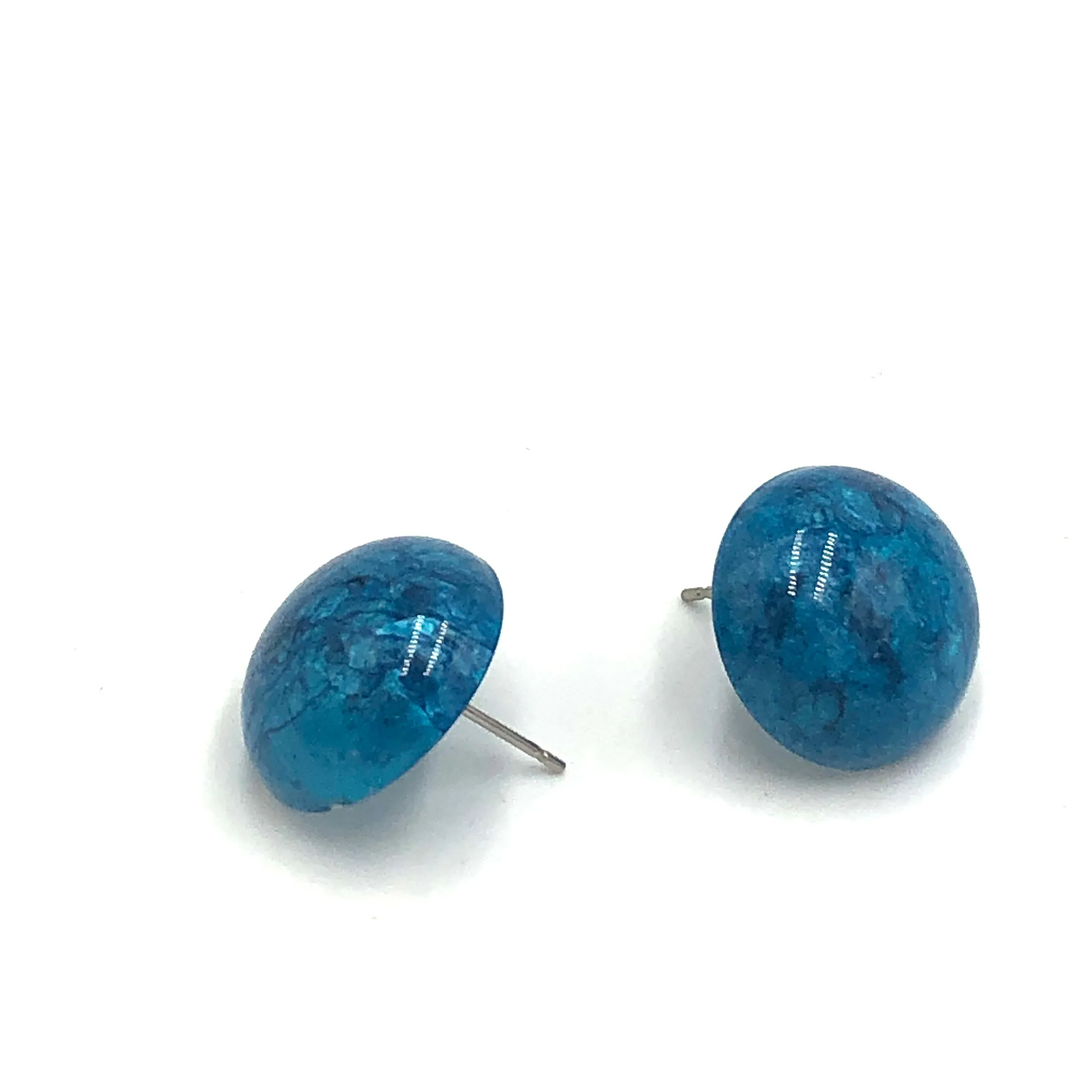 Aqua Capiz Lucite Stud Earrings *