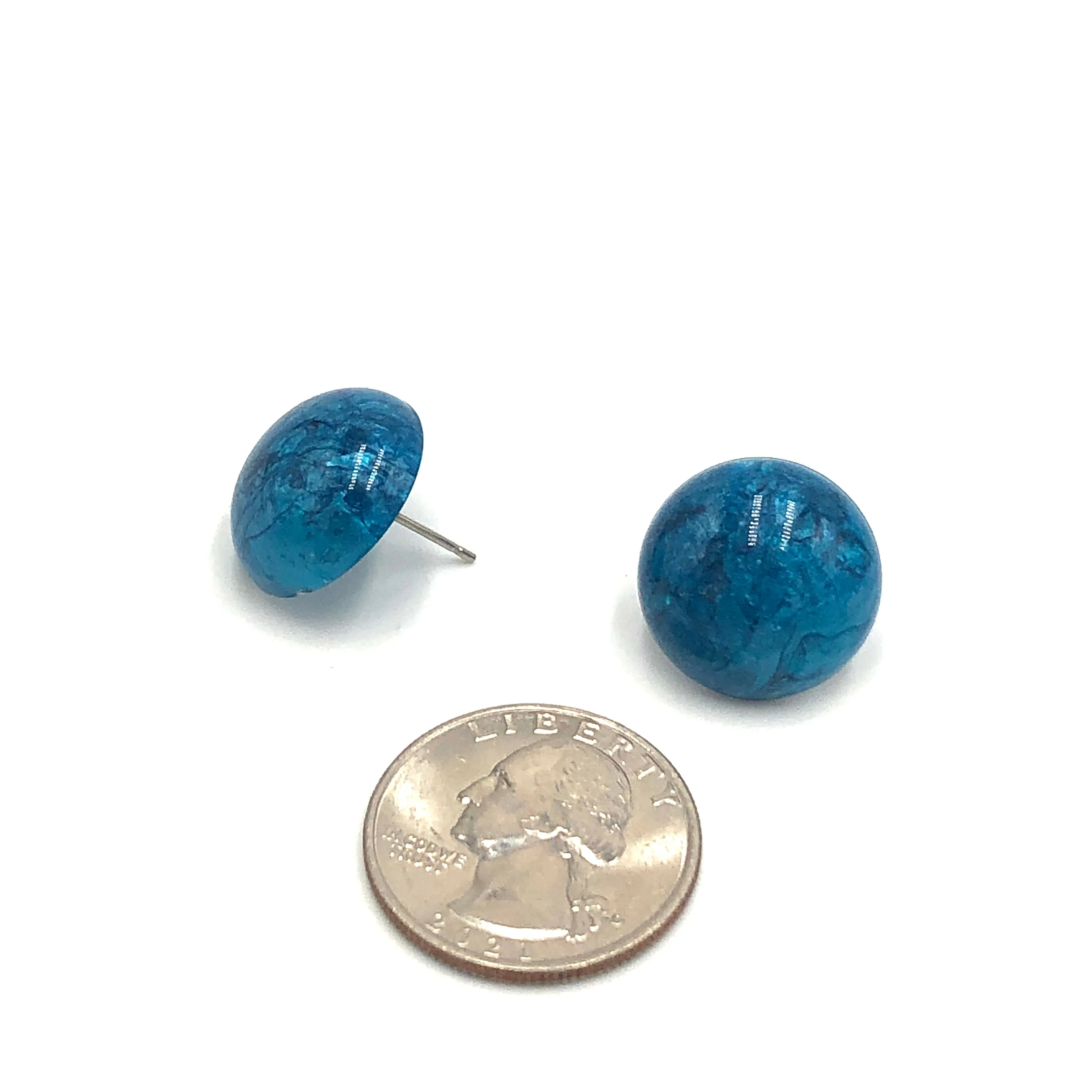 Aqua Capiz Lucite Stud Earrings *