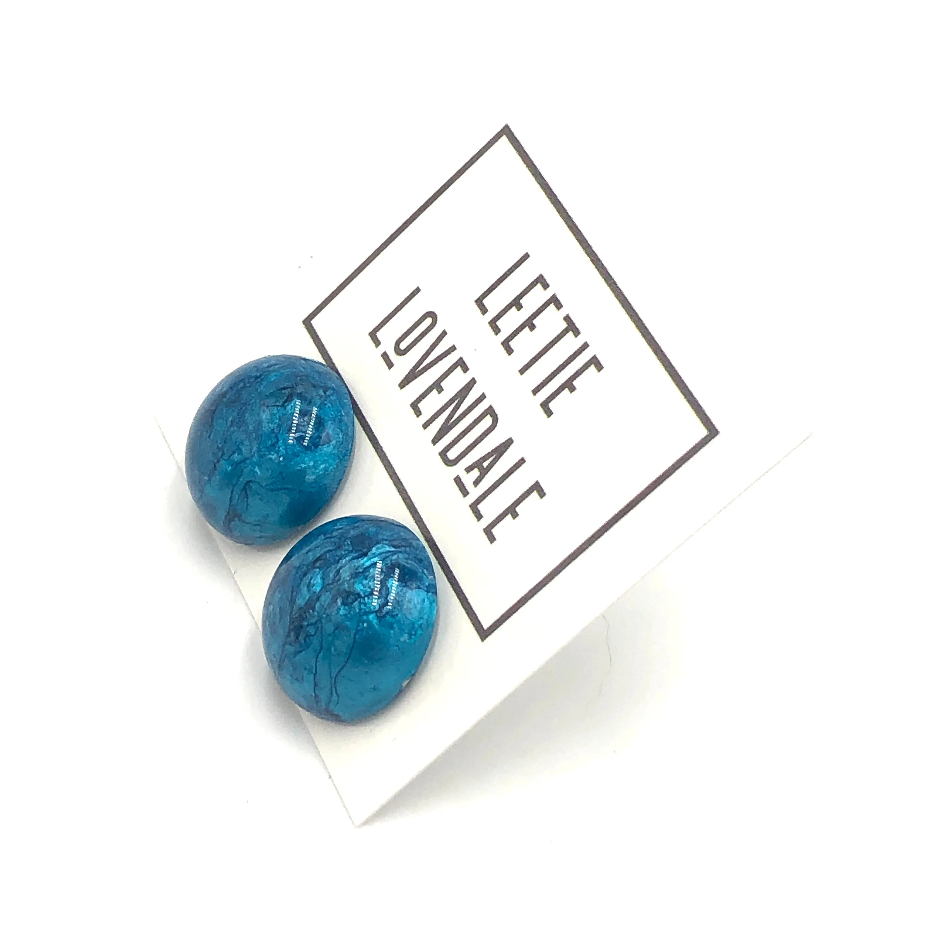 Aqua Capiz Lucite Stud Earrings *