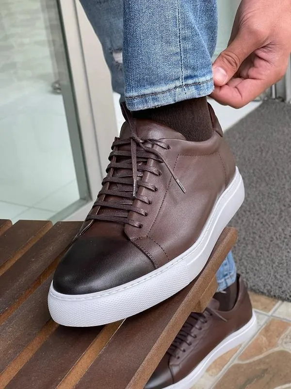 Argeli Brown Lace-Up Mid-Top Sneakers
