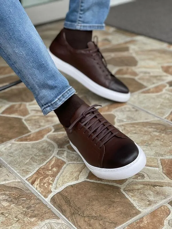 Argeli Brown Lace-Up Mid-Top Sneakers