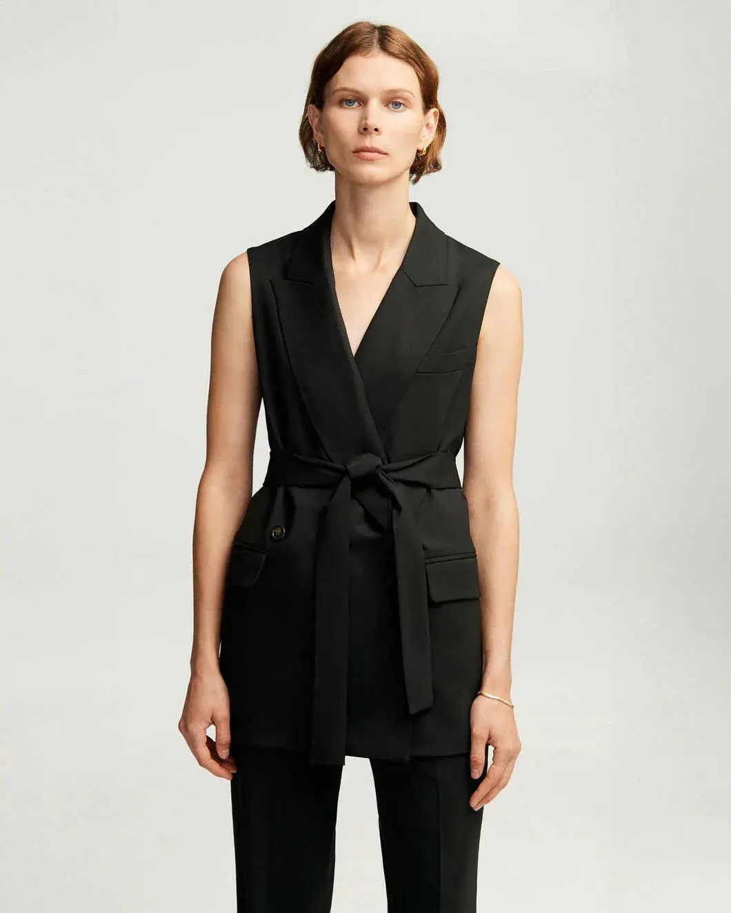   Argent Belted Vest in Seasonless Wool  