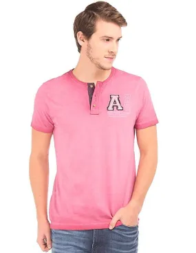 Arrow Blue Jeans Company Regular Fit Washed Henley T-Shirt