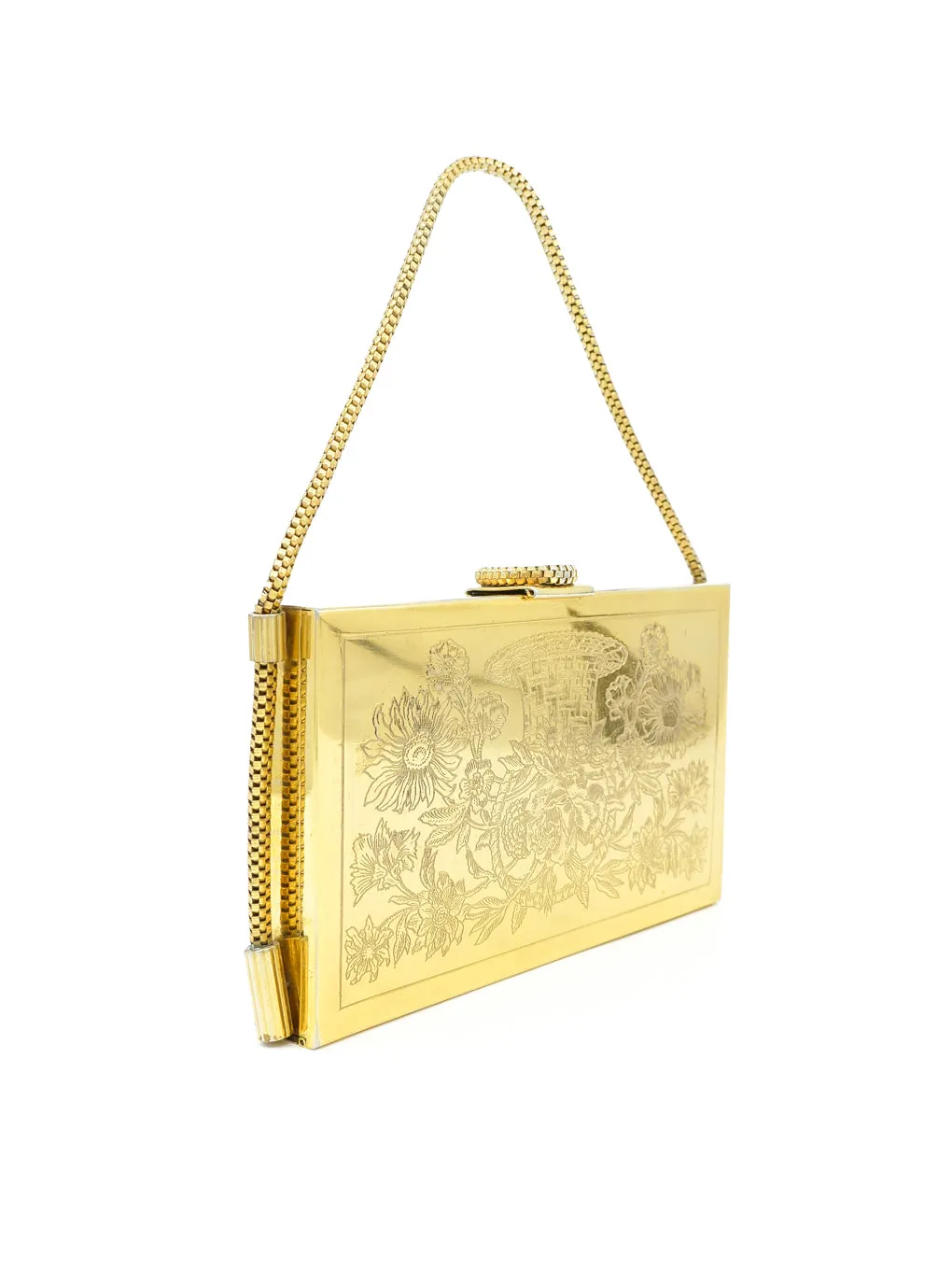 Art Deco Engraved Compact Evening Clutch