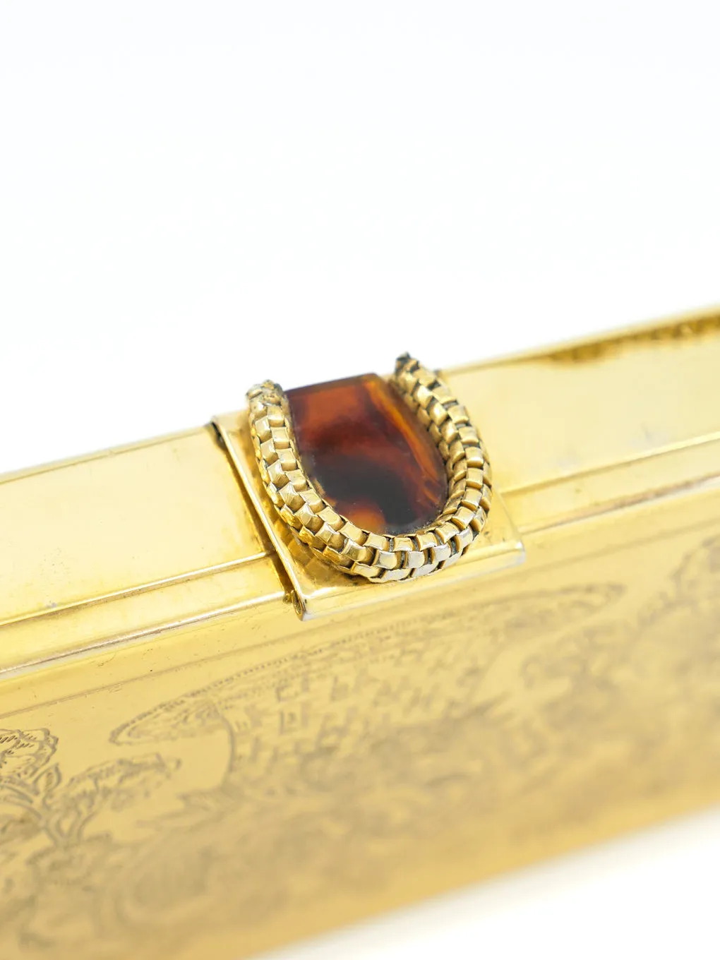 Art Deco Engraved Compact Evening Clutch