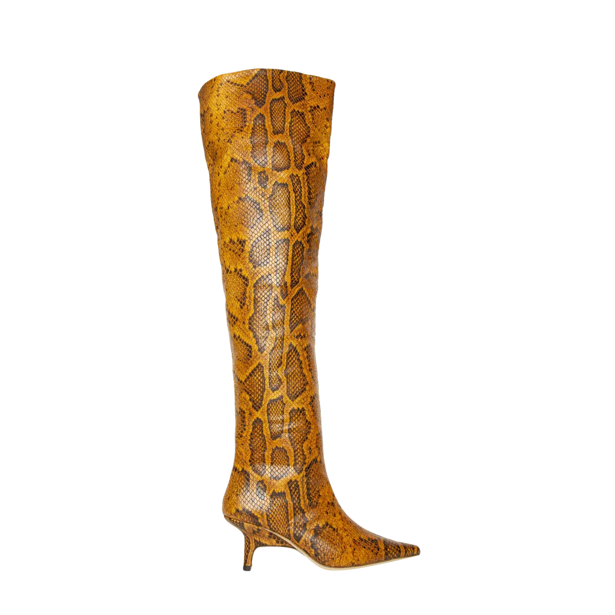 Ashley Leather Python-Effect Boot - Orange