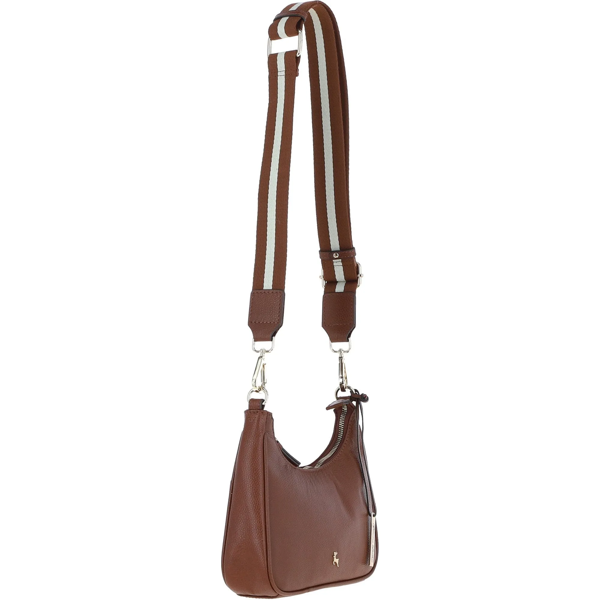 Ashwood Real Leather Crossbody Bag with Webbing Strap 2 Tone Tan: 64296