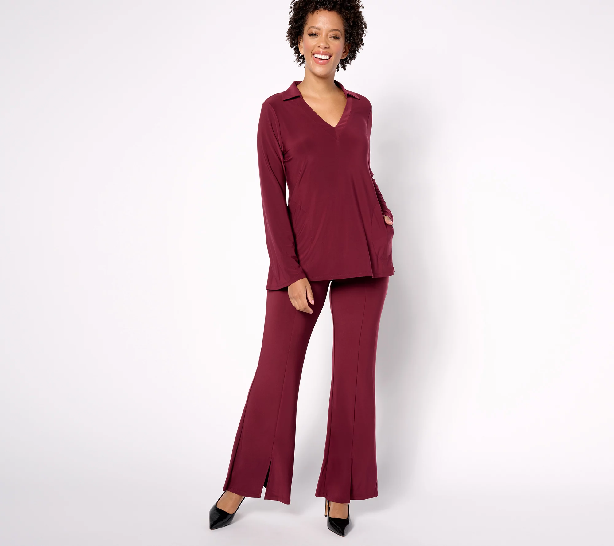 Attitudes by Renee Regular Como Jersey Tunic & Pant Set