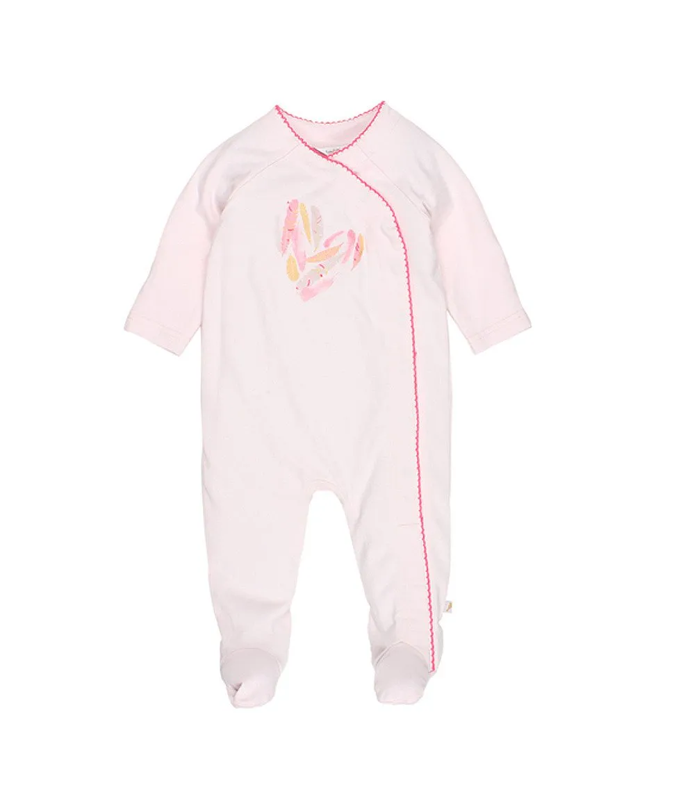 Baby Girls Feathers Pink Romper