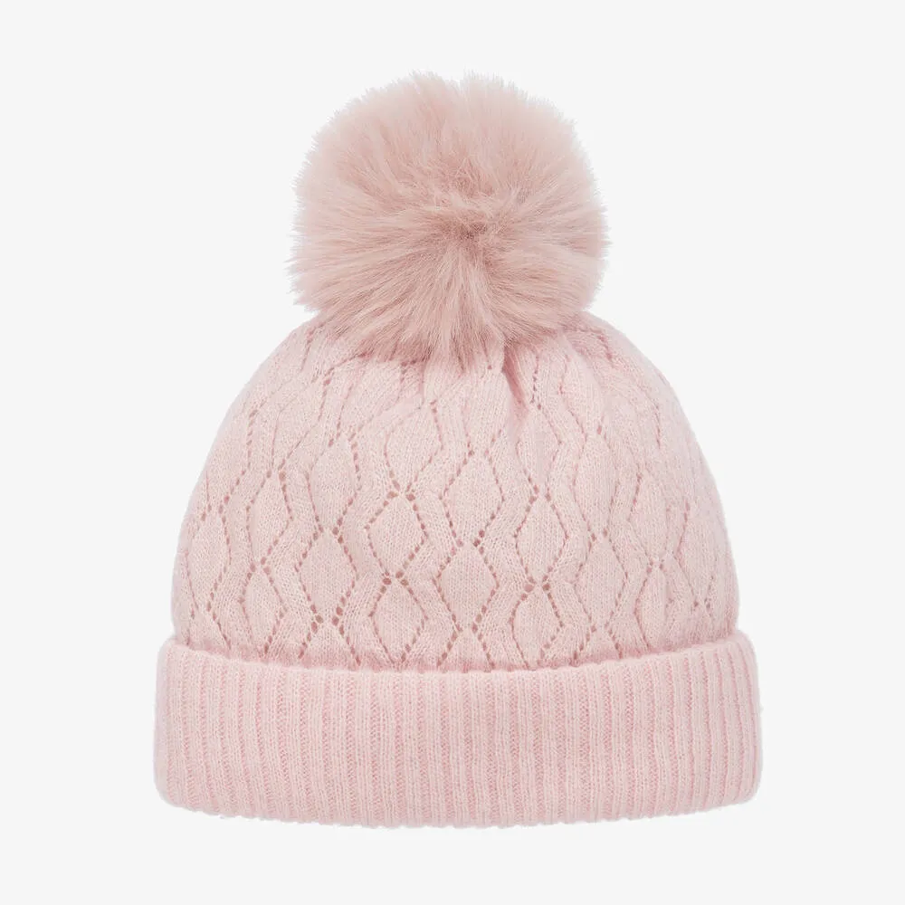 Baby Girls Pink Knitted Pom-Pom Hat