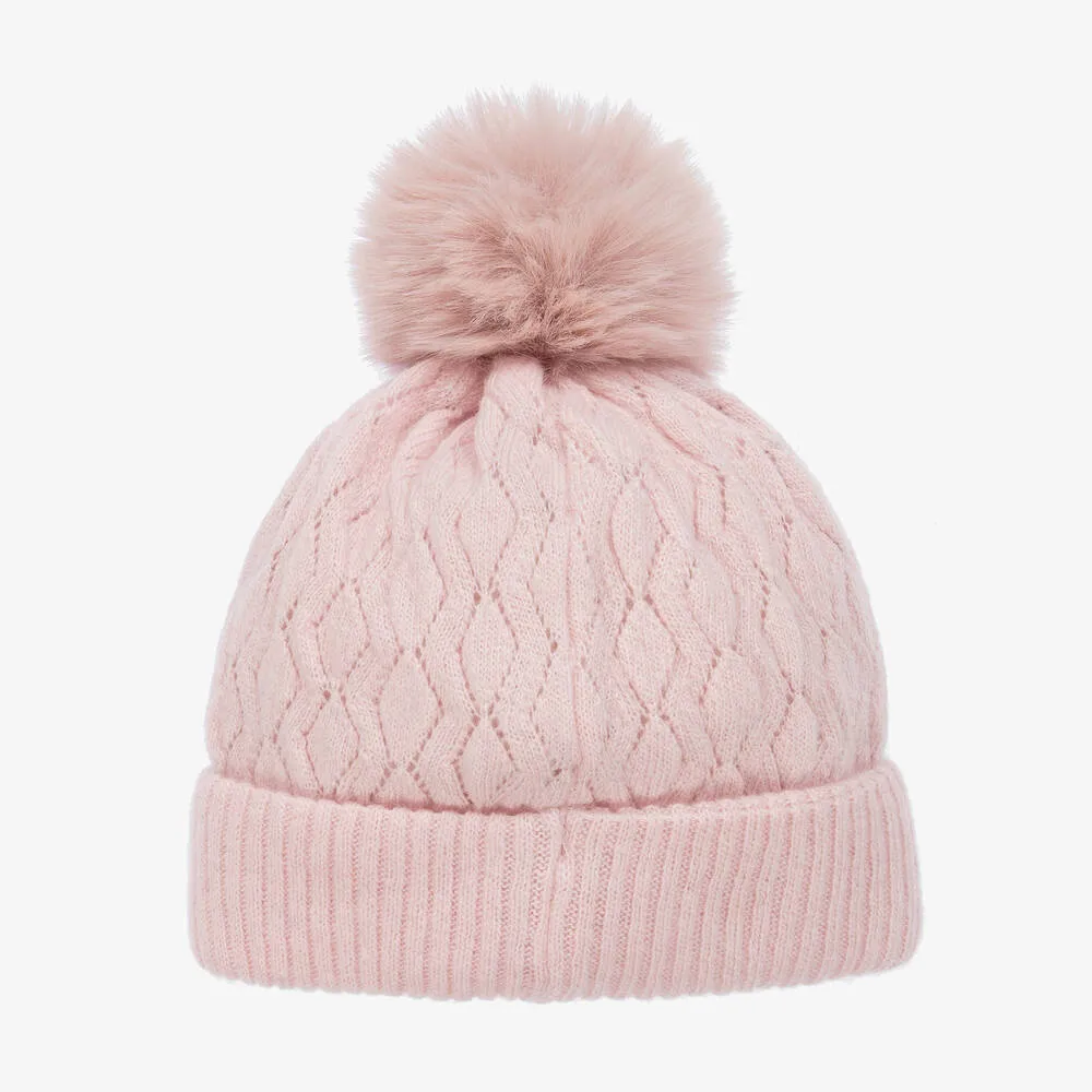 Baby Girls Pink Knitted Pom-Pom Hat