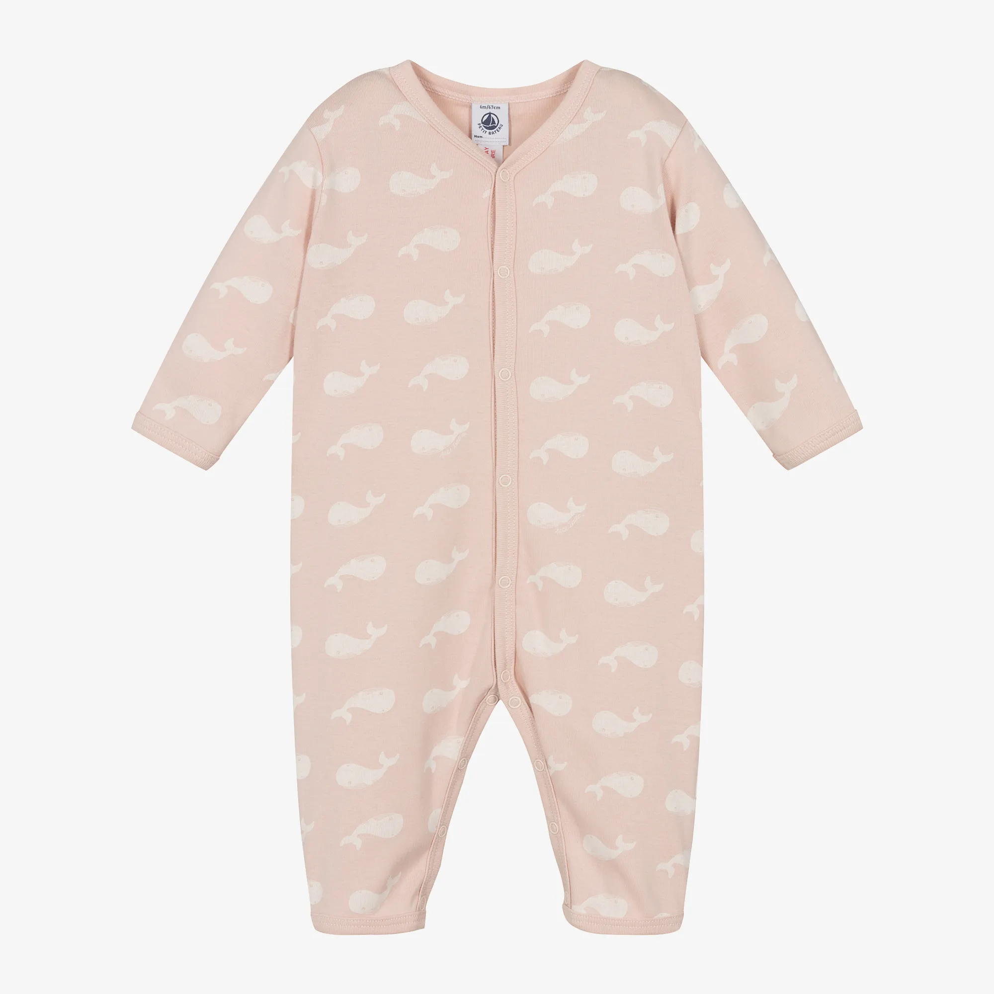 Baby Girls Pink Whale Cotton Romper