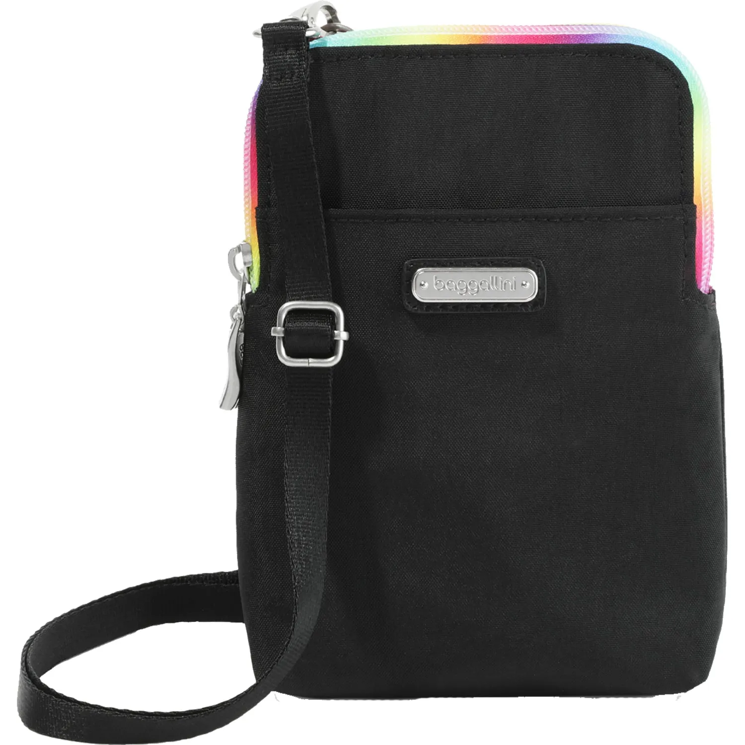 Baggallini Take Two RFID Bryant Crossbody Onyx Rainbow Pride Nylon
