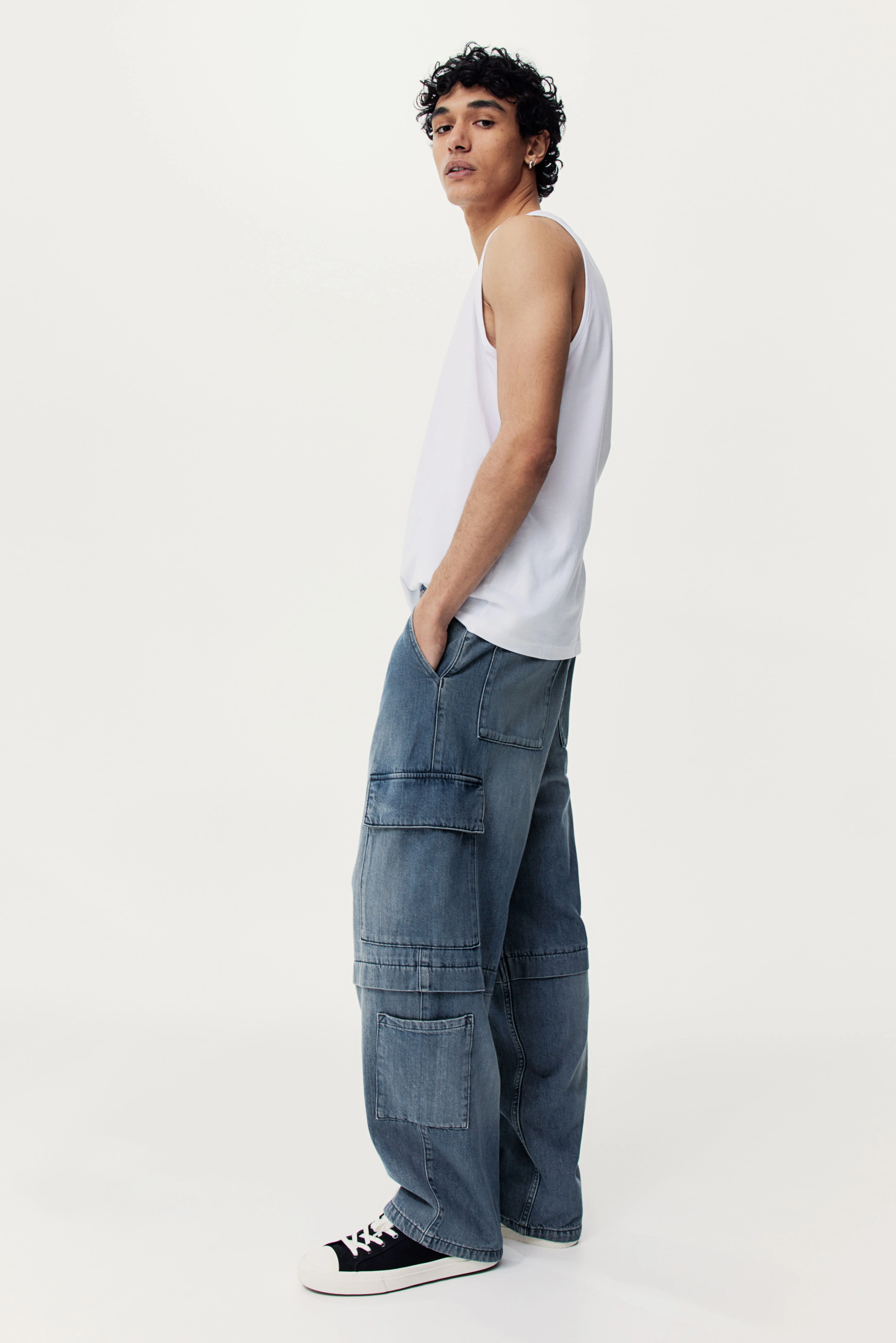 Baggy Cargo Jeans - Regular waist - Long - Denim blue - Men | H&M GB