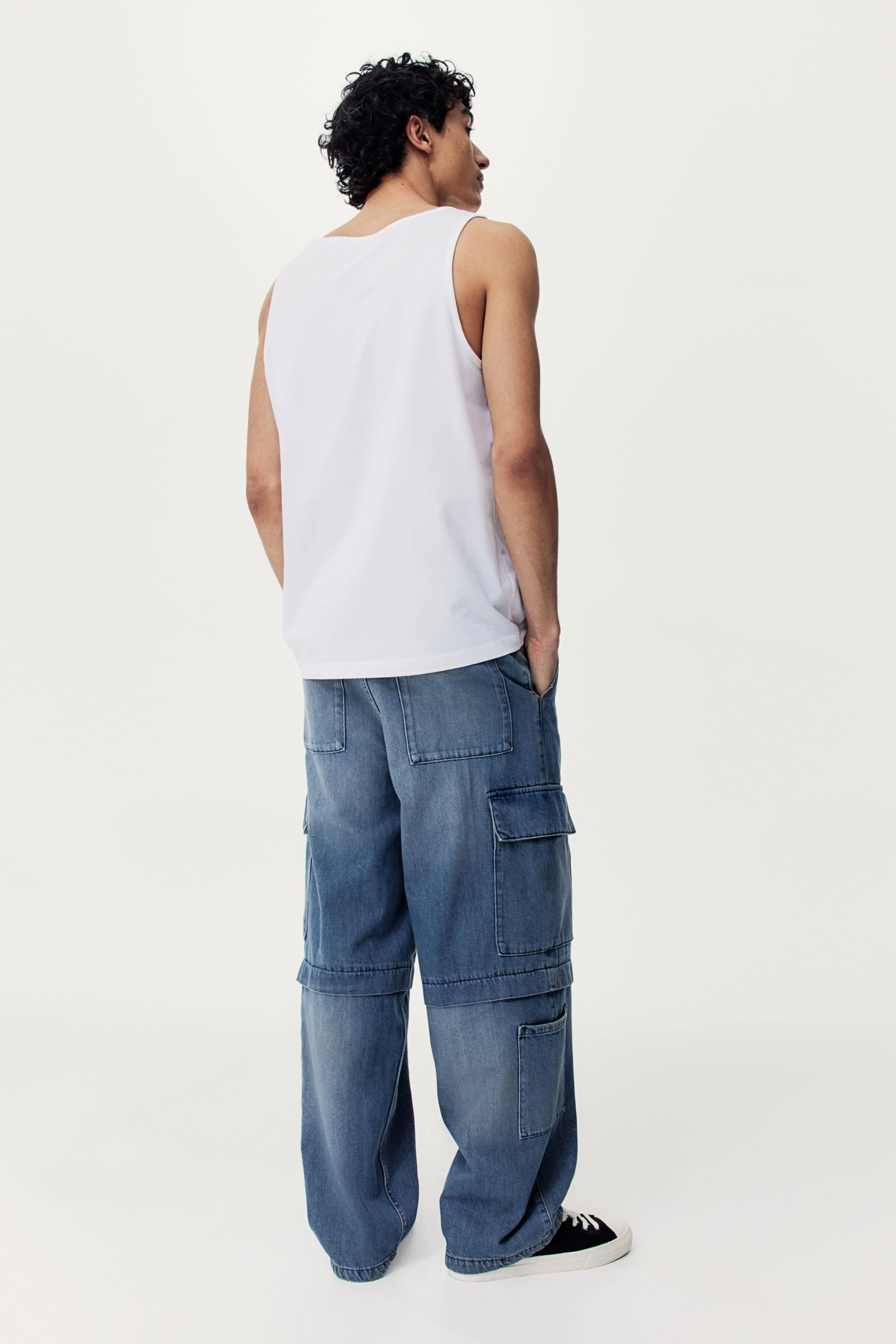 Baggy Cargo Jeans - Regular waist - Long - Denim blue - Men | H&M GB