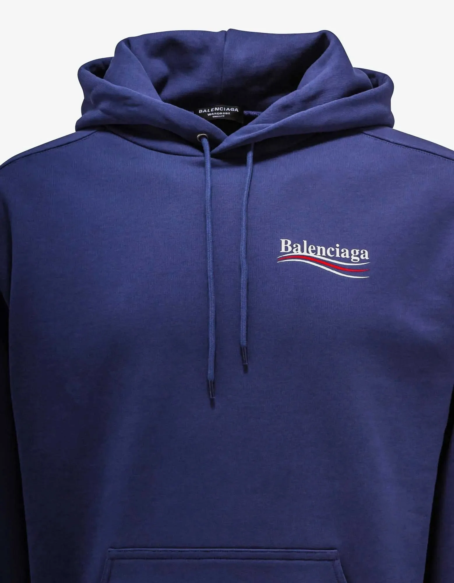 Balenciaga Blue Political Logo Print Medium Fit Hoodie