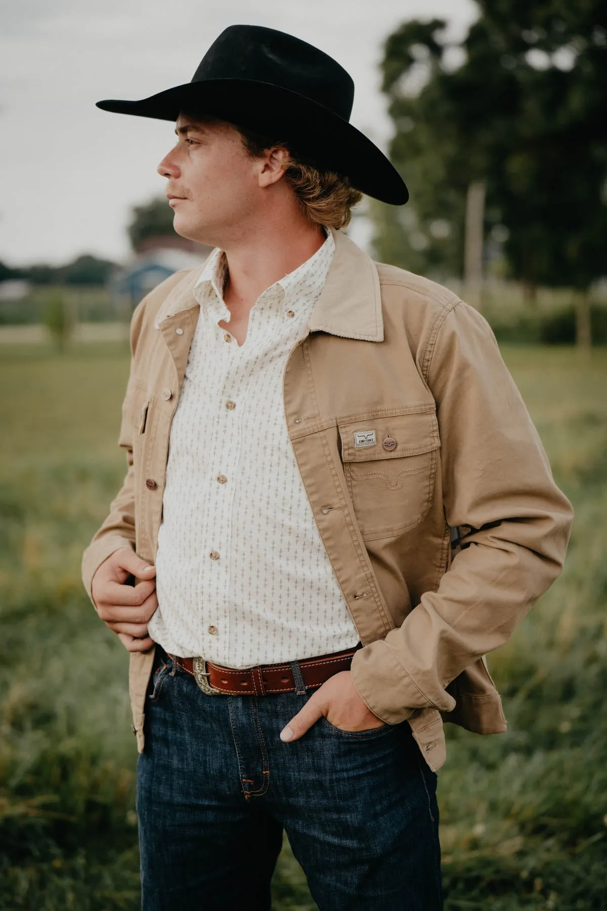 'Bangs' Men's Khaki Trucker Jacket by Kimes Ranch (L-XXL)