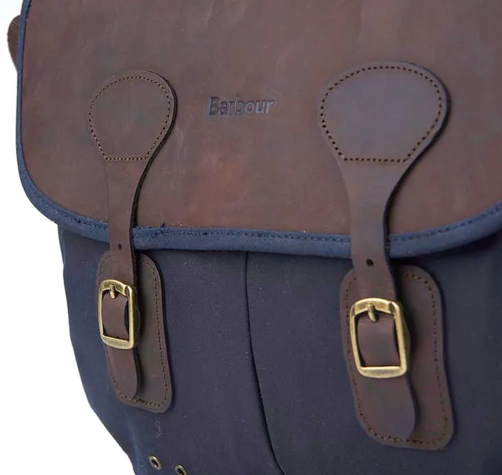Barbour Wax Leather Tarras Bag Navy