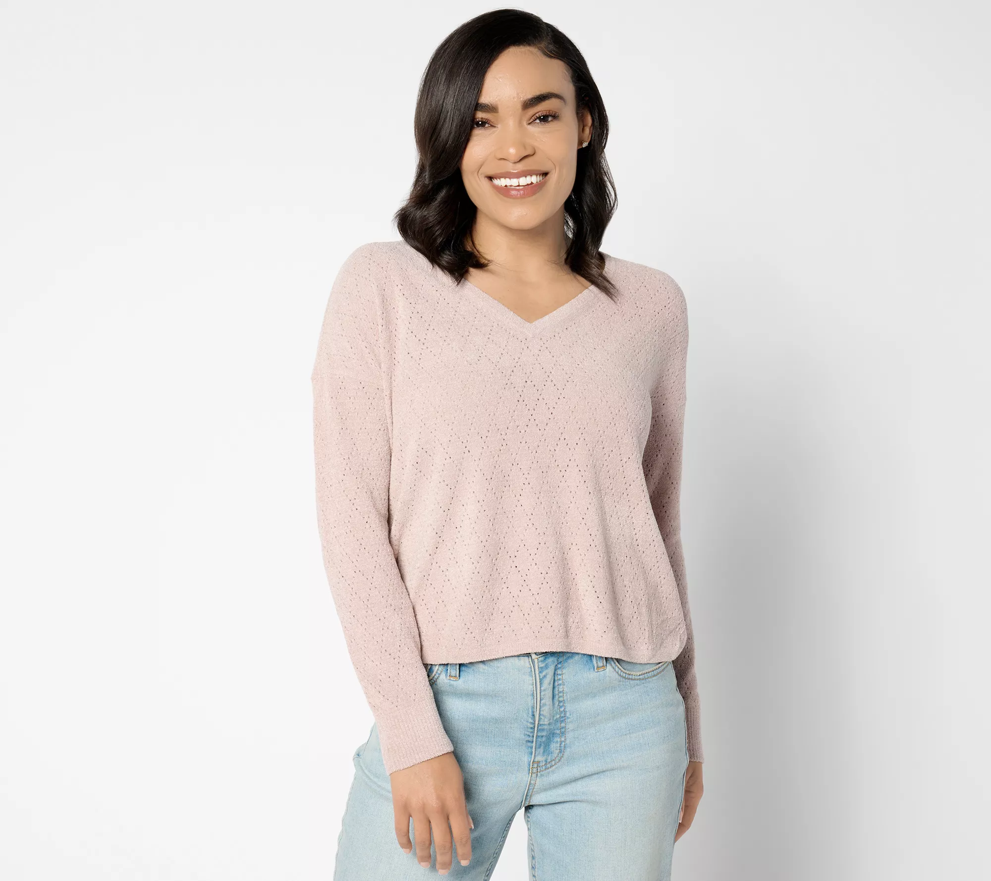 Barefoot Dreams CozyChic Ultra Lite Diamond Pointelle Pullover