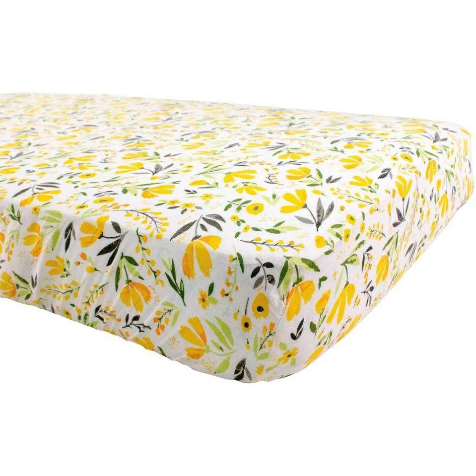 Bebe Au Lait Oh-So-Soft Bamboo Blend Muslin Crib Sheet, Royal Garden