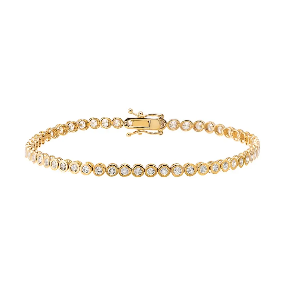 Bezel Tennis Bracelet | 3 Carat Diamonds | 14K Gold Plated