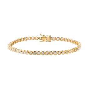 Bezel Tennis Bracelet | 3 Carat Diamonds | 14K Gold Plated